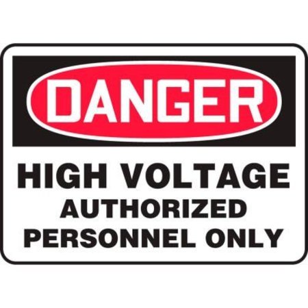 ACCUFORM Accuform Danger Sign, High Voltage Authorized Personnel Only, 14inW x 10inH, Adhesive Vinyl MELC138VS